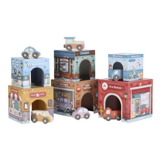 Little Dutch Celtniecības Kubiņi ´Stacking Blocks with Cars´ FSC