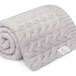 Braided 100% natural Merino wool blanket Light Grey - premium collection