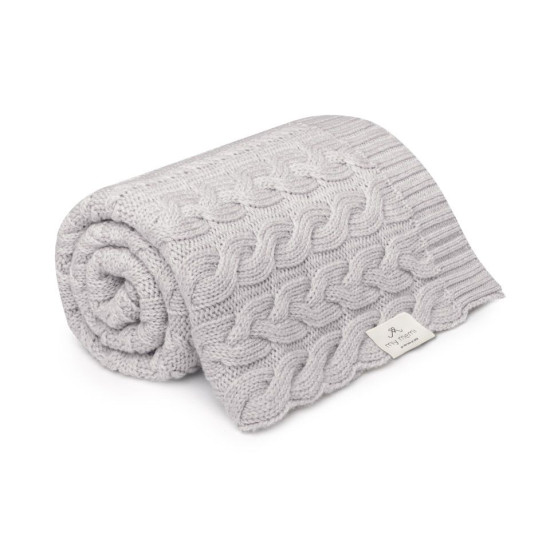 Merino vilnas pleds Light Grey Braided - Premium Collection