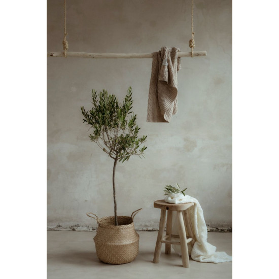 Merino vilnas pleds Light Grey Braided - Premium Collection