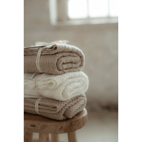 100% dabīgas merino vilnas sega Cream - Premium Collection