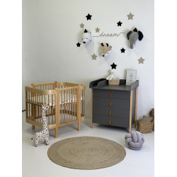 Mēbeļu komplekts: gulta Nika (Natural) + kumode Scandi Graphite/Natural