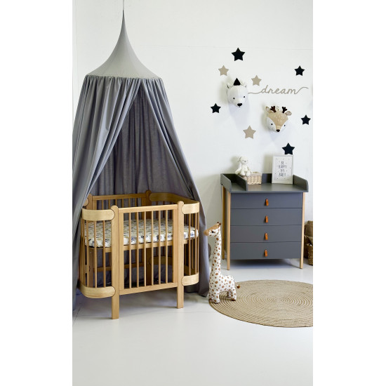 Mēbeļu komplekts: gulta Nika (Natural) + kumode Scandi Graphite/Natural