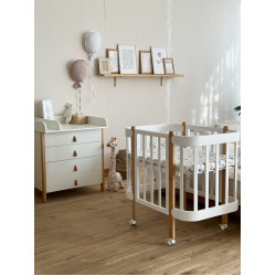 Mēbeļu komplekts: gulta Nika (White/Natural) + kumode Scandi White/Natural