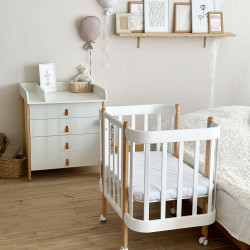 Комплект мебели: кроватка Nika (White/Natural) + комод Scandi White/Natural