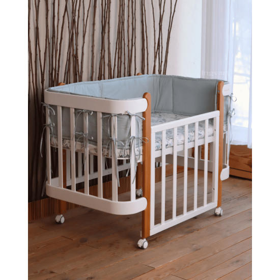 Mēbeļu komplekts: gulta Nika (White/Natural) + kumode Scandi White/Natural