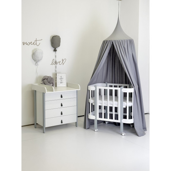 Mēbeļu komplekts: gulta Nika (White/Grey) + kumode Scandi White/Grey