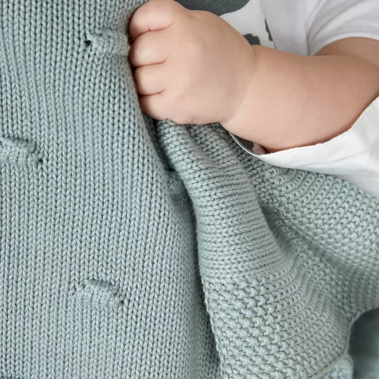 Meyco Baby Bērnu pleds Blanket Knots Stone Green 75x100cm