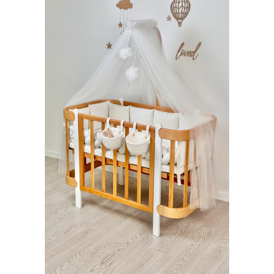 Mēbeļu komplekts: gulta Nika Natural/White + kumode Nika Natural/White