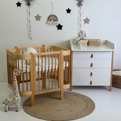 Mēbeļu komplekts: gulta Nika Natural + kumode Scandi White/Natural