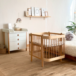 Mēbeļu komplekts: gulta Nika Natural + kumode Scandi White/Natural