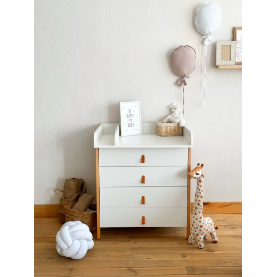 Mēbeļu komplekts: gulta Nika Natural + kumode Scandi White/Natural