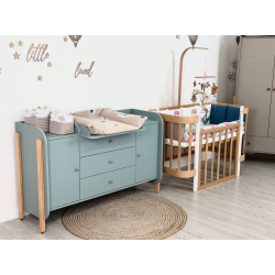 Mēbeļu komplekts: gulta Nika Natural/White + kumode Nika Long dresser Eucalyptus/Natural