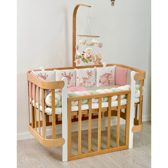 Mēbeļu komplekts: gulta Nika Natural/White + kumode Nika Long dresser Eucalyptus/Natural