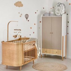 Mēbeļu komplekts: gulta Boho Natural + skapis Nika Cappuccino/White/Natural