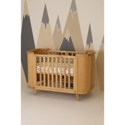 Mēbeļu komplekts: gulta Boho Natural + skapis Nika Cappuccino/White/Natural