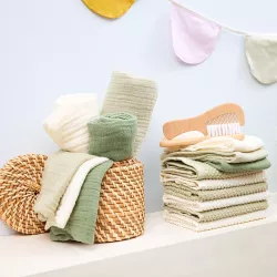 Набор муслиновых пелёнок Meyco Baby Natural/Soft Olive (2 шт, 120x120 cm)