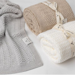 Merino vilnas autiņsedziņa “Light Grey Leaves”