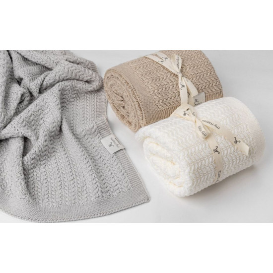 Merino vilnas autiņsedziņa “Light Grey Leaves”