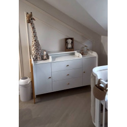 Ingvart Cabinet with Removable Changing Table and five shelves Nika Long White/Natural