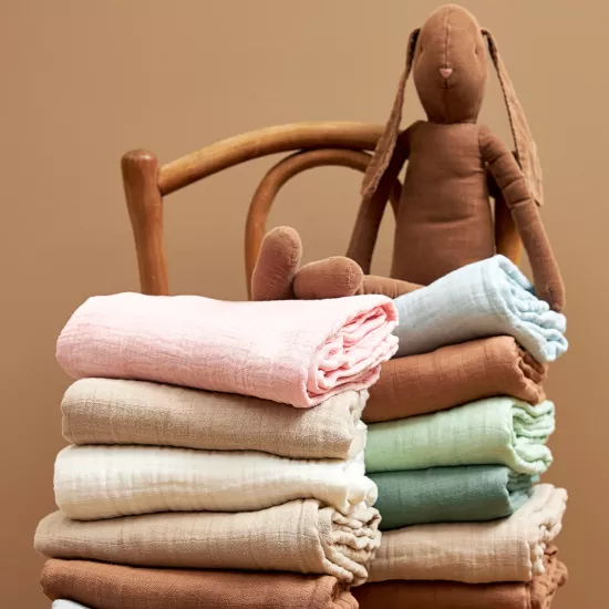 Meyco Baby muslīnu autiņu komplekts Sand/Toffee (2 gab., 120x120 cm)