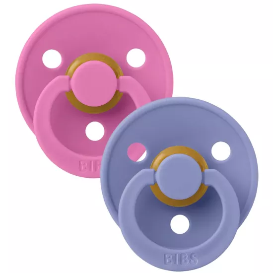 Knupīšu komplekts BIBS Colour Round  Bubblegum/Peri - 0-6/6-18 m