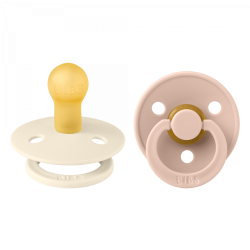 Knupīšu komplekts BIBS Colour Round  Ivory/Blush - 0-6/6-18 m