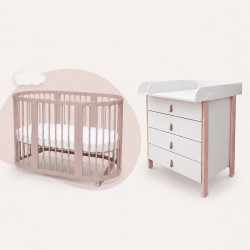 Mēbeļu komplekts Smart bed Cappuccino+ Kumode Scandi White/Cappuccino Legs