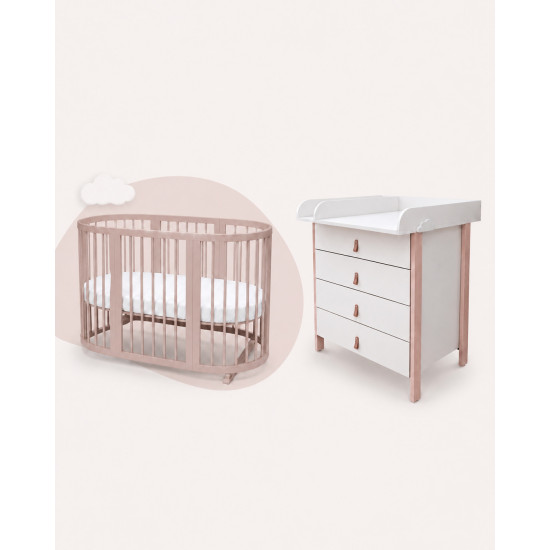Mēbeļu komplekts Smart bed Cappuccino+ Kumode Scandi White/Cappuccino Legs