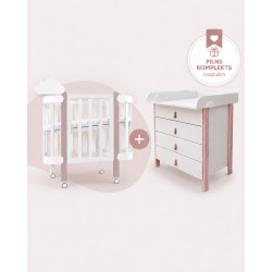 Mēbeļu komplekts: gulta Nika White/Cappuccino legs + kumode Scandi White/Cappuccino legs