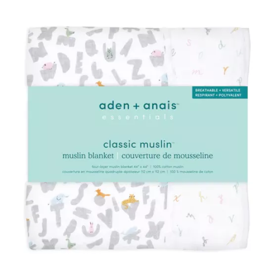 aden + anais essentials muslīna sega – Alphabet Animals