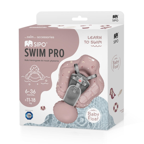 SIPO piepūšamais peldēšanas riņķis zīdaiņiem un maziem bērniem 6–36 mēn. (11–18 kg), rozā krāsa