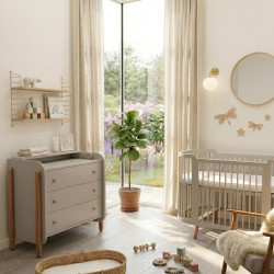 Bed Boho total light Cold Beige and Drawer Nika Cold Beige/natural legs