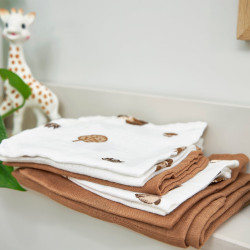Набор муслиновых пелёнок Meyco Baby Mini  Forest Animals Toffee (3 шт, 30x30 см)