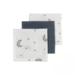 Набор муслиновых пелёнок Meyco Baby Moon Indigo  (3 шт, 30x30 см)