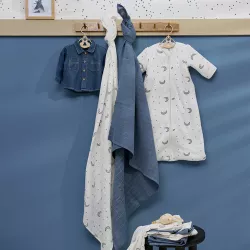 Набор муслиновых пелёнок Meyco Baby Moon Indigo  (3 шт, 30x30 см)