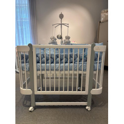 Nika Light Transformer Crib with Movable Side Wall White/Grey