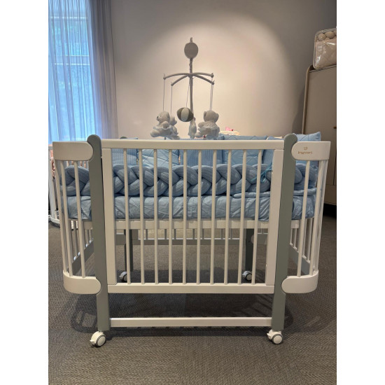 Nika Light Transformer Crib with Movable Side Wall White/Grey