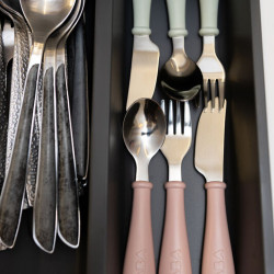 Béaba Stainless Steel Learning Cutlery Set – 3 Pieces – Misty Green