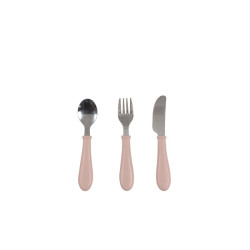 Béaba Stainless Steel Learning Cutlery Set – 3 Pieces – Cotton Candy