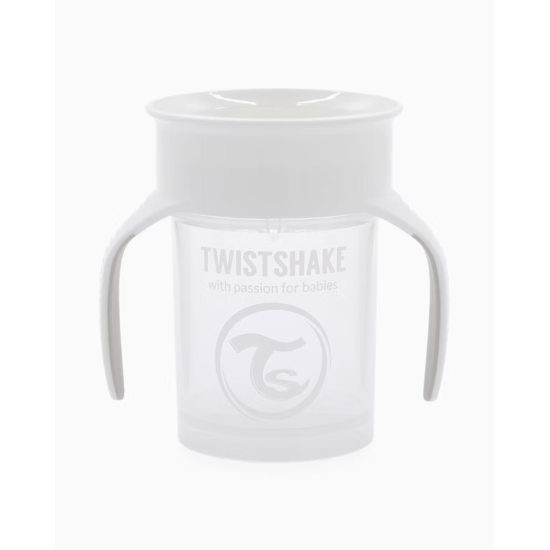 Twistshake 360°  Mācību Krūze 230 ml, 6+ mēneši, White