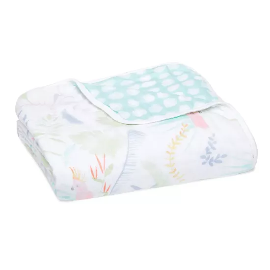 Sega muslīna 120x120 cm, tropicalia-jungle bird muslin blanket