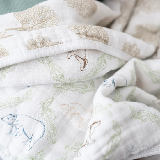 Sega muslīna 120x120 cm, harmony-folk forest muslin blanket