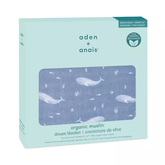 Sega muslīna 120x120 cm, oceanic-deep sea organic dream blanket