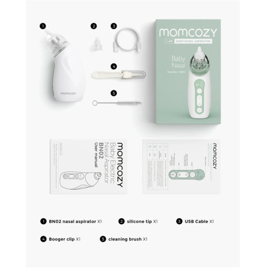 MOMCOZY ZĪDAIŅU DEGUNA ASPIRATORS AR ILGSTOŠAS DARBĪBAS BATERIJU