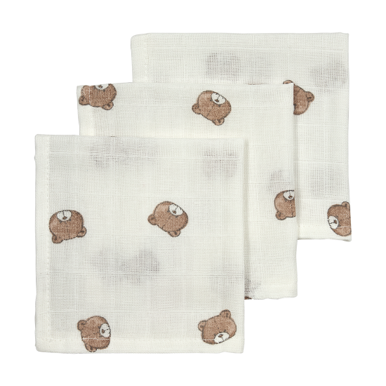 Meyco Baby muslīnu autiņu komplekts Bear Multicolor (3 gab., 30x30 cm)