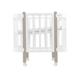 Кроватка-Трансформер Nika с подвижной стенкой White/Cold Beige