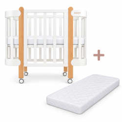 Transformējama gultiņa Ingvart NIKA White/Natural + matracis 60×120×7 cm