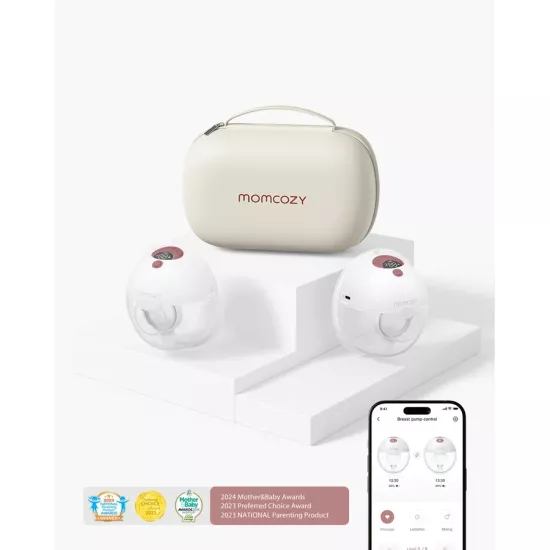 MOMCOZY PĀRNESĀJAMS BEZVADU PIENA PUMPIS M5, Smart  PURPURSARKANS