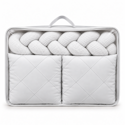 Satīna gultas veļas komplekts "Platinum" White / Waffle